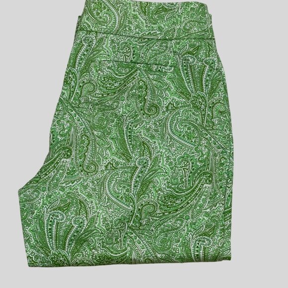 Talbots Womens Green Paisley Curvy Capri Pants Cotton‎ Blend Size 12 - Picture 4 of 5